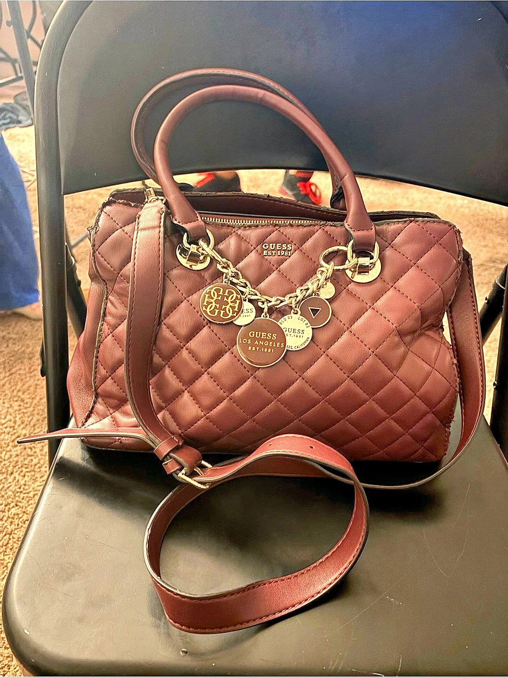 GUESS Quilted Shoulder Bag in Brown